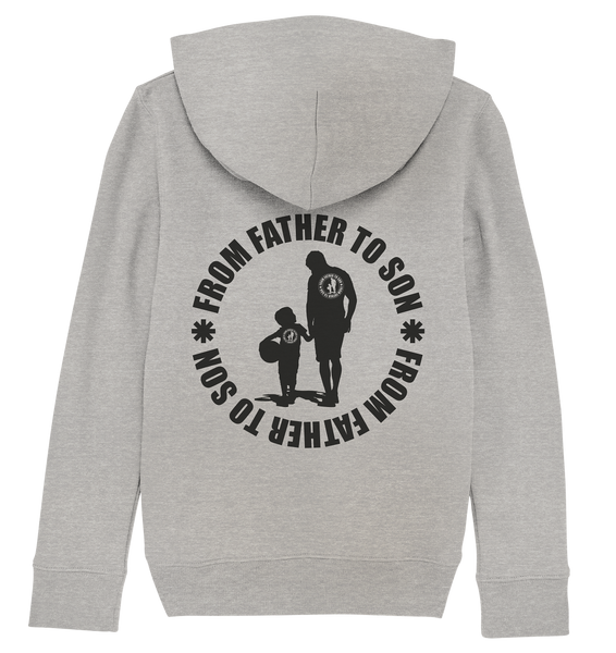 N.O.S.W. BLOCK Fanblock Hoodie "FROM FATHER TO SON" Kids Organic Hoodie heather grau