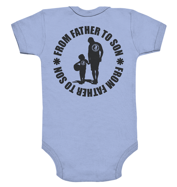 N.O.S.W. BLOCK Fanblock Body "FROM FATHER TO SON" Organic Baby Bodysuite dusty blue