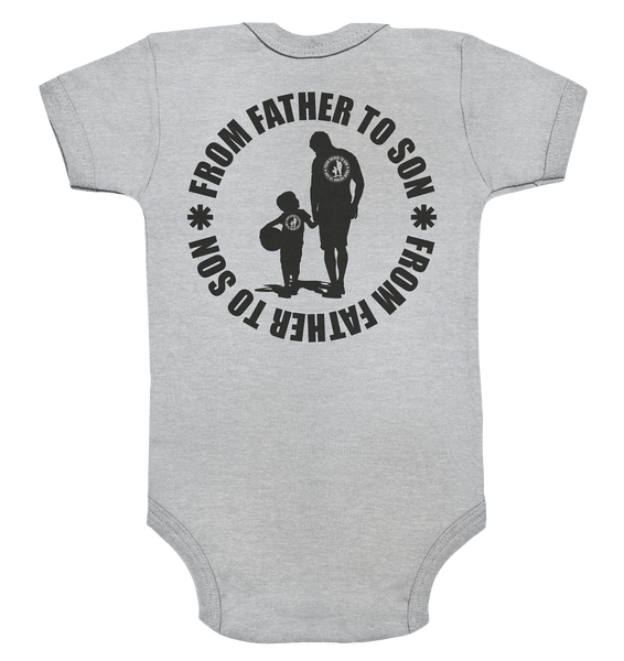 N.O.S.W. BLOCK Fanblock Body "FROM FATHER TO SON" Organic Baby Bodysuite heather grau