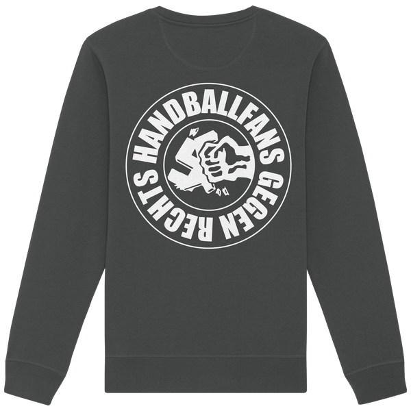 N.O.S.W. BLOCK Gegen Rechts Sweater "HANDBALLFANS GEGEN RECHTS" beidseitig bedruckter Männer Organic Basic Sweatshirt anthracite back