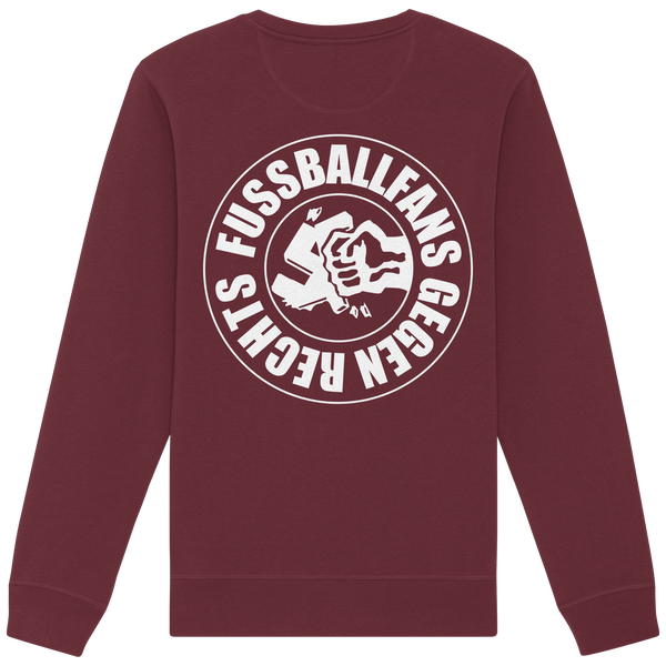 N.O.S.W. BLOCK Fußball Sweatshirt „FUSSBALLFANS GEGEN RECHTS“ – burgundy