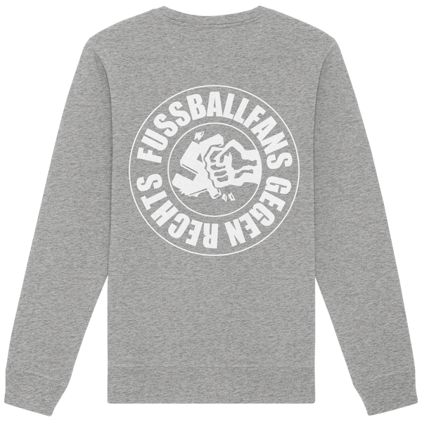 N.O.S.W. BLOCK Fußball Sweatshirt „FUSSBALLFANS GEGEN RECHTS“ – heather grey