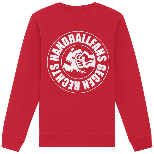 N.O.S.W. BLOCK Gegen Rechts Sweater "HANDBALLFANS GEGEN RECHTS" beidseitig bedruckter Männer Organic Basic Sweatshirt red back
