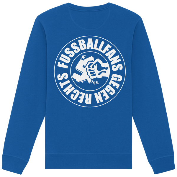 N.O.S.W. BLOCK Fußball Sweatshirt „FUSSBALLFANS GEGEN RECHTS“ – royal blue