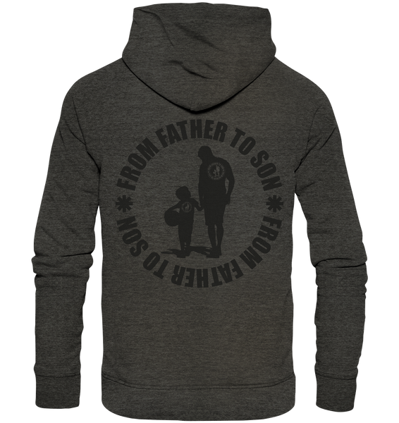 N.O.S.W. BLOCK Fanblock Hoodie "FROM FATHER TO SON" Männer Organic Fashion Kapuzenpullover dark heather grau