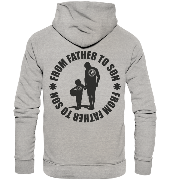 N.O.S.W. BLOCK Fanblock Hoodie "FROM FATHER TO SON" Männer Organic Fashion Kapuzenpullover heather grau