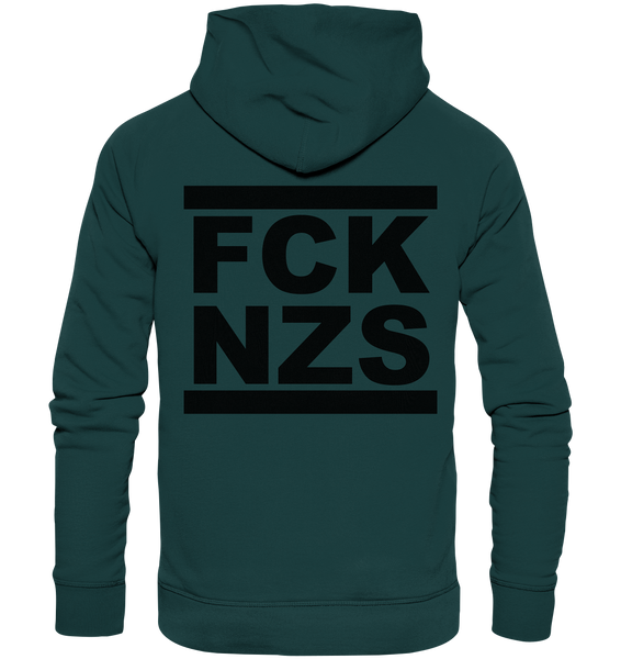 N.O.S.W. BLOCK Gegen Rechts Hoodie "FCK NZS" beidseitig bedruckter Männer Organic Basic Hoodie grün