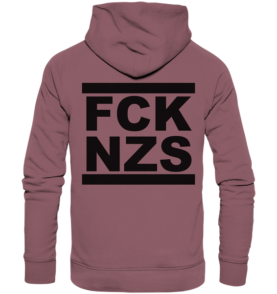 N.O.S.W. BLOCK Gegen Rechts Hoodie "FCK NZS" beidseitig bedruckter Männer Organic Basic Hoodie kaffa coffee