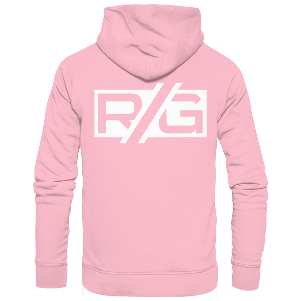 RIOT//GROUNDS Hoodie "R//G kurve.kultur.kaos." beidseitig bedruckter Organic Kapuzenpullover cotton pink