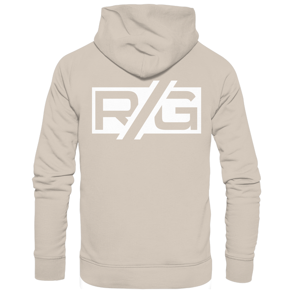 RIOT//GROUNDS Hoodie "R//G kurve.kultur.kaos." beidseitig bedruckter Organic Kapuzenpullover desert dust