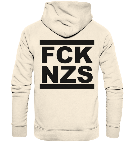 N.O.S.W. BLOCK Gegen Rechts Hoodie "FCK NZS" beidseitig bedruckter Männer Organic Basic Hoodie natural