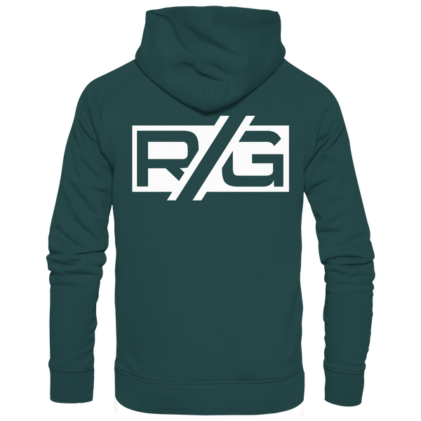 RIOT//GROUNDS Hoodie "R//G kurve.kultur.kaos." beidseitig bedruckter Organic Kapuzenpullover glazed green