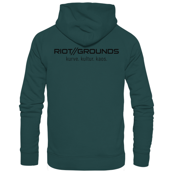 RIOT//GROUNDS Fanblock Hoodie „R//G kultur.kurve.kaos.“ – glazed green