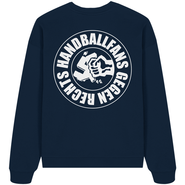 Gegen Rechts Sweater "HANDBALLFANS GEGEN RECHTS" beidseitig bedrucktes Organic Oversize Sweatshirt french navy back