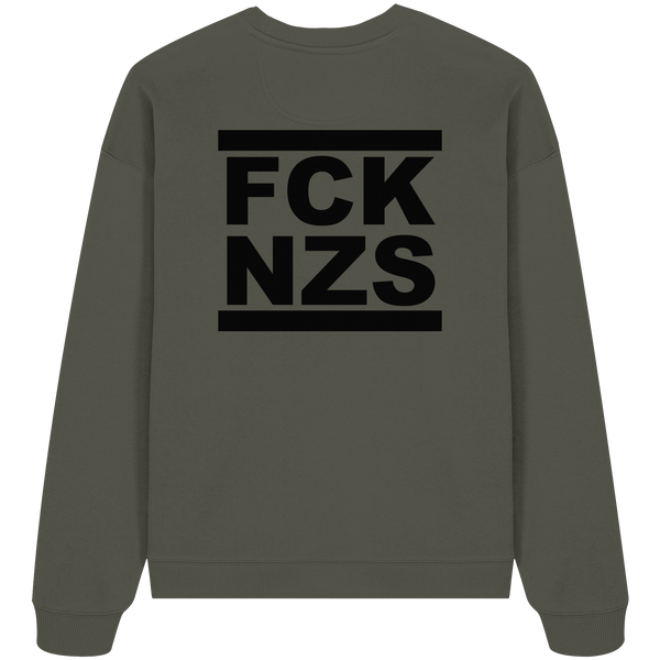 Gegen Rechts Sweater "FCK NZS" beidseitig bedrucktes Girls Organic Oversize Sweatshirt (85% Bio-Baumwolle, 15% recyceltes Polyester)