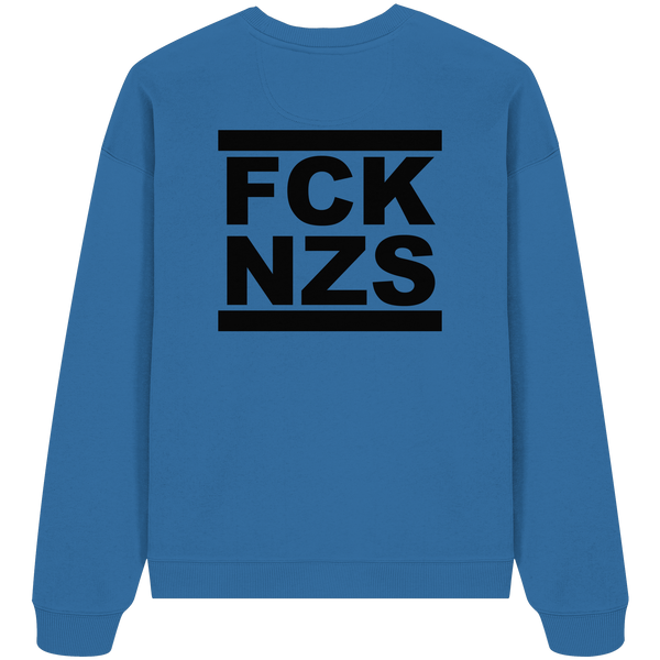Gegen Rechts Sweater "FCK NZS" beidseitig bedrucktes Girls Organic Oversize Sweatshirt (85% Bio-Baumwolle, 15% recyceltes Polyester)