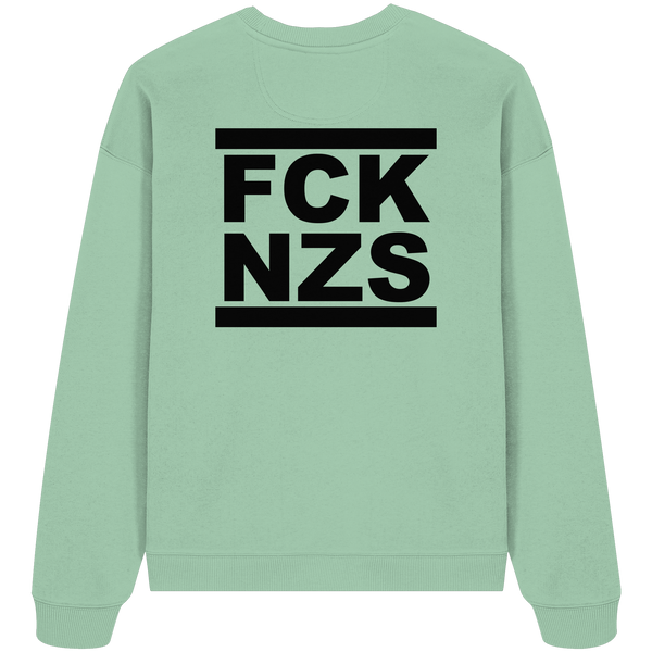 Gegen Rechts Sweater "FCK NZS" beidseitig bedrucktes Girls Organic Oversize Sweatshirt (85% Bio-Baumwolle, 15% recyceltes Polyester)