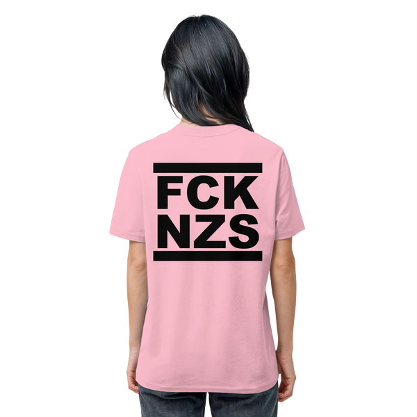 N.O.S.W. BLOCK Gegen Rechts Shirt "FCK NZS" beidseitig bedrucktes Männer Organic T-Shirt cotton pink