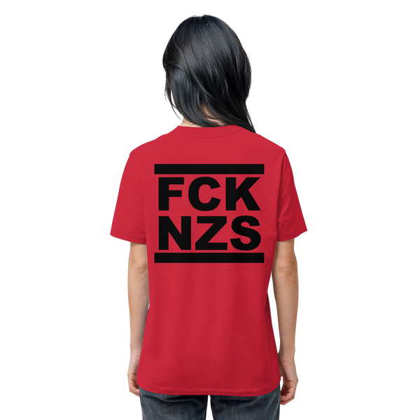 N.O.S.W. BLOCK Gegen Rechts Shirt "FCK NZS" beidseitig bedrucktes Männer Organic T-Shirt red