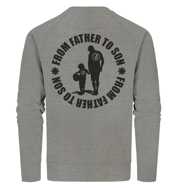 N.O.S.W. BLOCK Fanblock Sweater "FROM FATHER TO SON" Männer Organic Sweatshirt mid heather grau