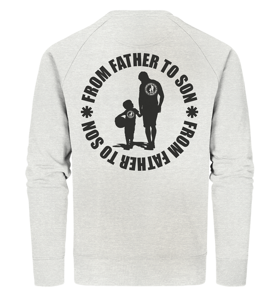 N.O.S.W. BLOCK Fanblock Sweater "FROM FATHER TO SON" Männer Organic Sweatshirt creme heather grau