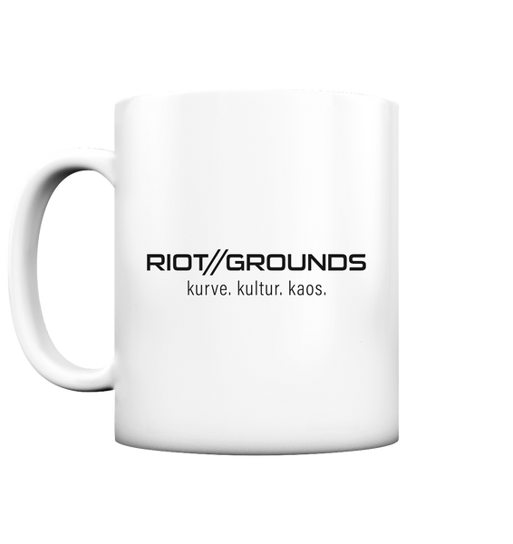 RIOT//GROUNDS Kaffeetasse "R//G kurve. kultur. kaos." 330 ml Tasse weiß matt