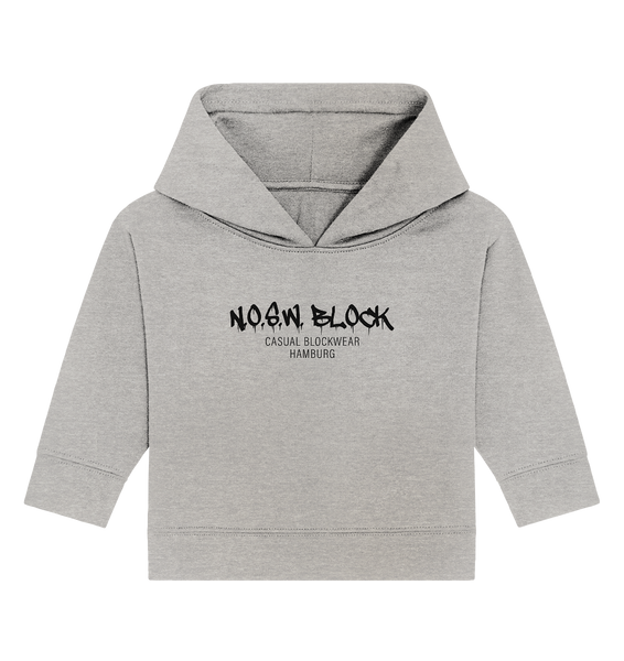N.O.S.W. BLOCK Baby Hoodie "N.O.S.W. BLOCK CASUAL BLOCKWEAR HAMBURG" Organic Baby Kapuzenpullover heather grey