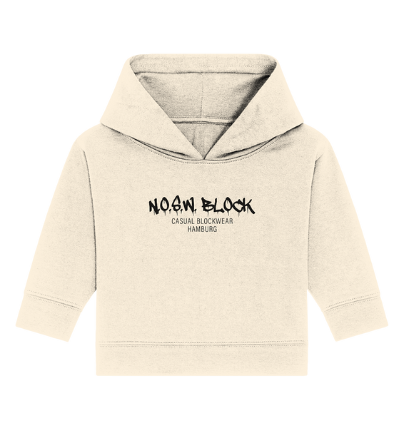 N.O.S.W. BLOCK Baby Hoodie "N.O.S.W. BLOCK CASUAL BLOCKWEAR HAMBURG" Organic Baby Kapuzenpullover natural raw
