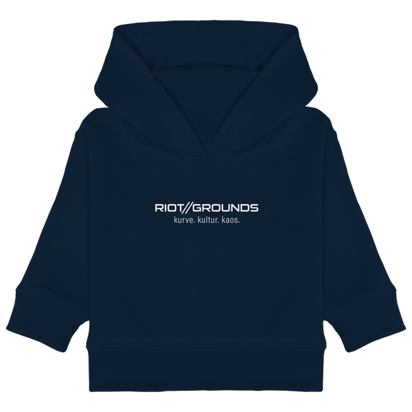 Fanblock Hoodie "RIOT//GROUNDS kurve. kulture. kaos." Baby Organic Kapuzenpullover french navy