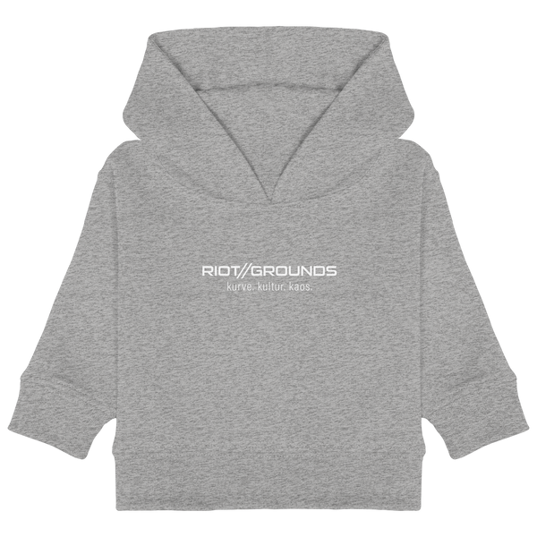 Fanblock Hoodie "RIOT//GROUNDS kurve. kulture. kaos." Baby Organic Kapuzenpullover heather grey