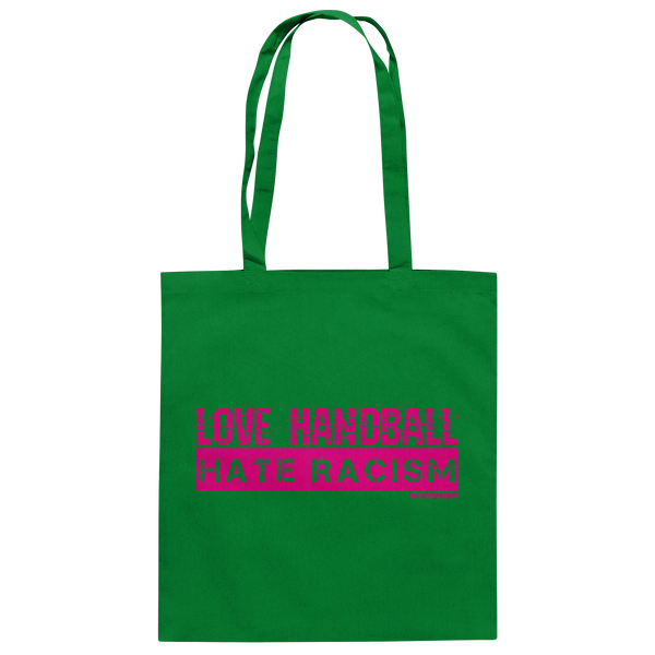 "LOVE HANDBALL HATE RACISM" magenta - Baumwolltasche
