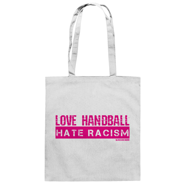 "LOVE HANDBALL HATE RACISM" magenta - Baumwolltasche