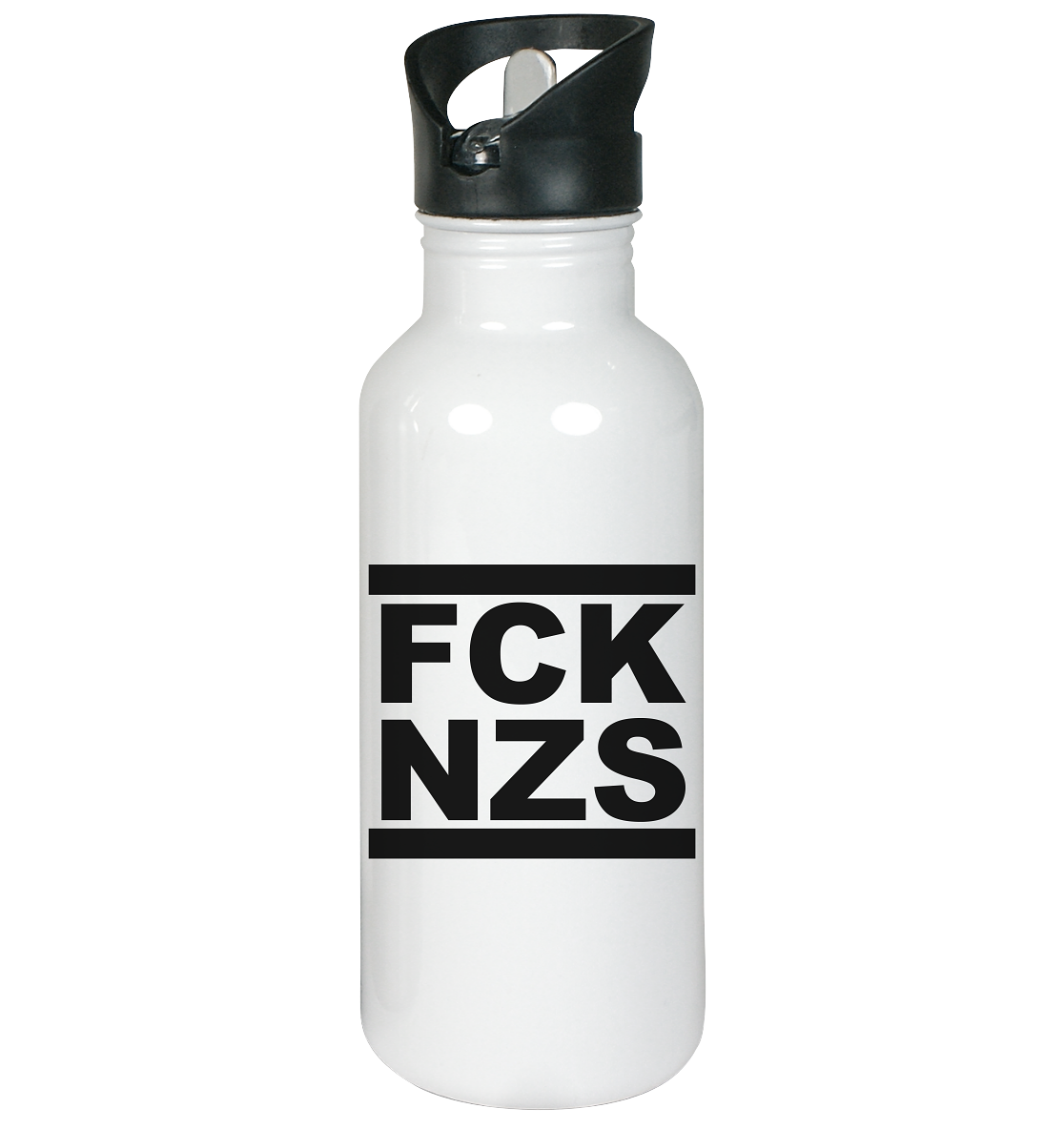 N.O.S.W. BLOCK Gegen Rechts Trinkflasche Edelstahl "FCK NZS" 