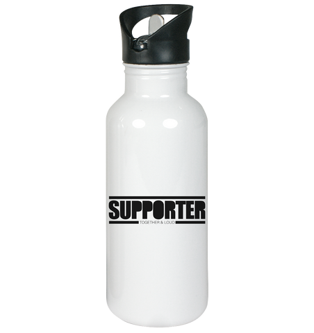 N.O.S.W. BLOCK Trinkflasche Edelstahl "SUPPORTER TOGETHER & LOUD" mit Mundstück und Trinkhalm 600 ml