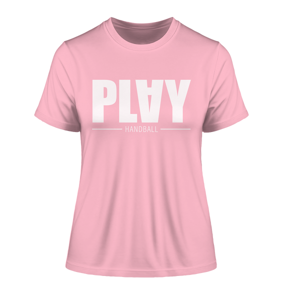 N.O.S.W. BLOCK Fanblock Shirt "PLAY HANDBALL" Girls Organic Fitted T-Shirt cotton pink