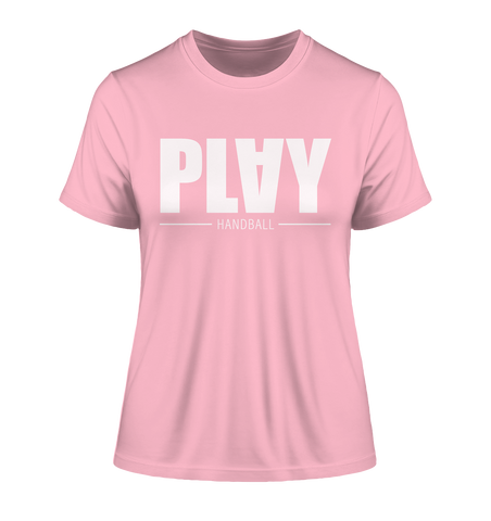 N.O.S.W. BLOCK Fanblock Shirt "PLAY HANDBALL" Girls Organic Fitted T-Shirt cotton pink