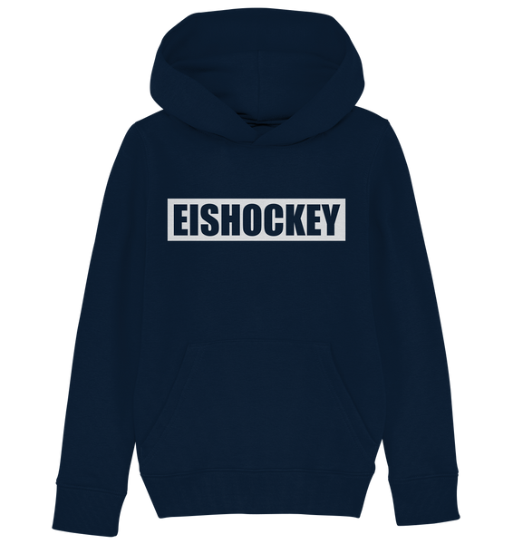 N.O.S.W. BLOCK Teamsport Hoodie "EISHOCKEY" Kids UNISEX Organic Kapuzenpullover french navy