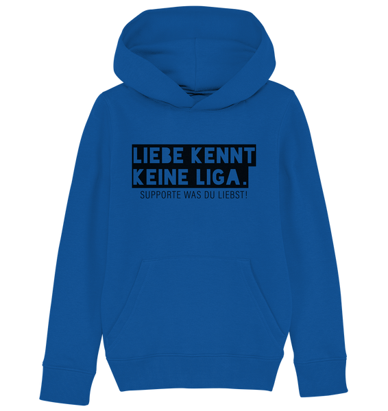 N.O.S.W. BLOCK Fanblock Hoodie "LIEBE KENNT KEINE LIGA." Kids UNISEX Organic Kapuzenpullover blau