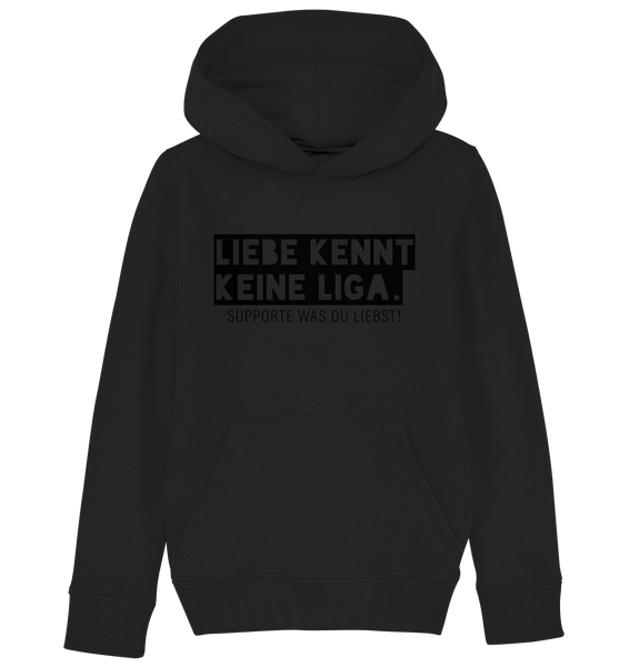 N.O.S.W. BLOCK Fanblock Hoodie "LIEBE KENNT KEINE LIGA." Kids UNISEX Organic Kapuzenpullover schwarz