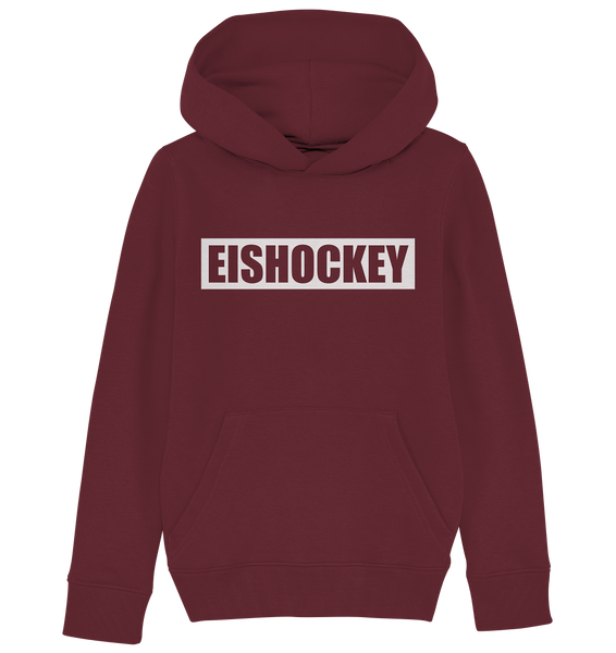 N.O.S.W. BLOCK Teamsport Hoodie "EISHOCKEY" Kids UNISEX Organic Kapuzenpullover burgund