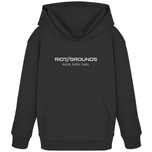 RIOT//GROUNDS Fanblock Hoodie "RIOT//GROUNDS kurve. kulture. kaos." Kids Organic Hoodie black