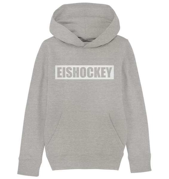 N.O.S.W. BLOCK Teamsport Hoodie "EISHOCKEY" Kids UNISEX Organic Kapuzenpullover heather grey