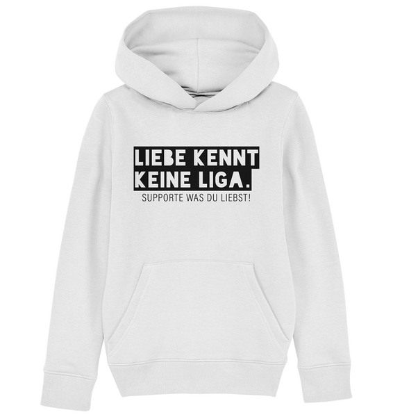 N.O.S.W. BLOCK Fanblock Hoodie "LIEBE KENNT KEINE LIGA." Kids UNISEX Organic Kapuzenpullover weiss