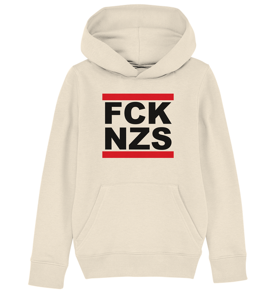 N.O.S.W. BLOCK Gegen Rechts Hoodie "FCK NZS" Kids Unisex Organic Kapuzenpullover natural raw
