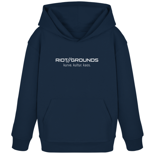 RIOT//GROUNDS Fanblock Hoodie "RIOT//GROUNDS kurve. kulture. kaos." Kids Organic Hoodie french navy