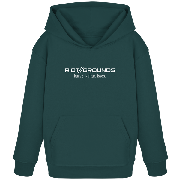 RIOT//GROUNDS Fanblock Hoodie "RIOT//GROUNDS kurve. kulture. kaos." Kids Organic Hoodie glaed green