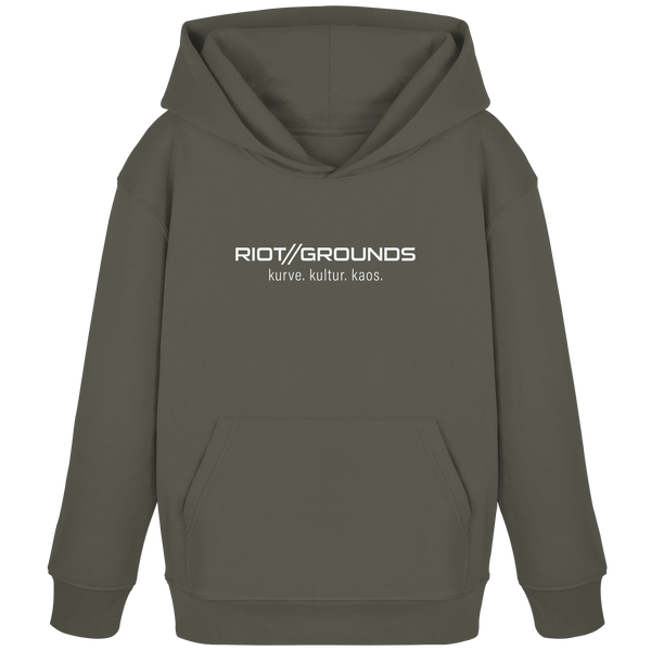 RIOT//GROUNDS Fanblock Hoodie "RIOT//GROUNDS kurve. kulture. kaos." Kids Organic Hoodie khaki