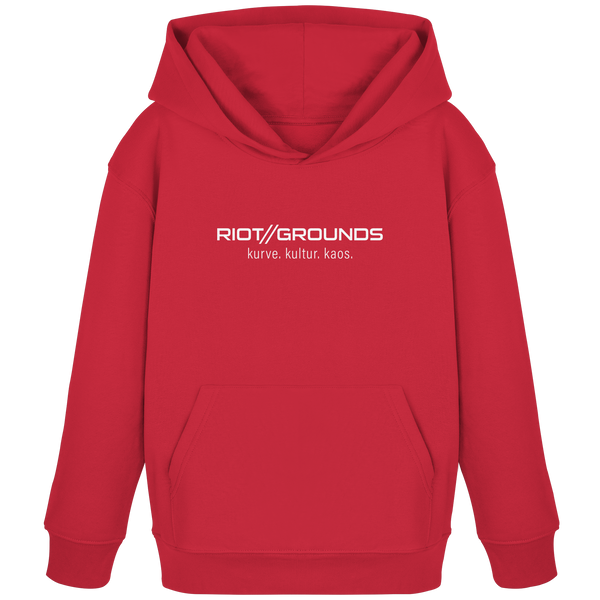 RIOT//GROUNDS Fanblock Hoodie "RIOT//GROUNDS kurve. kulture. kaos." Kids Organic Hoodie red