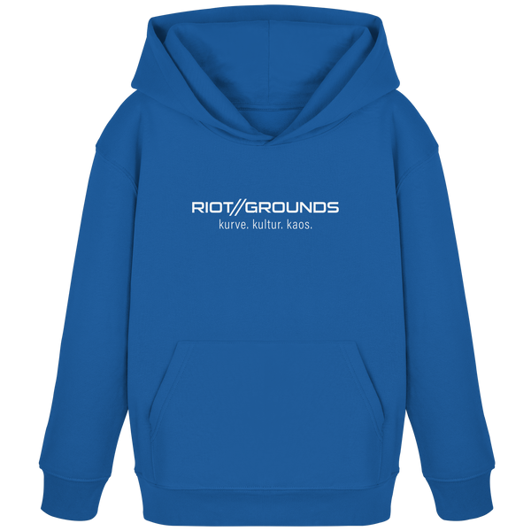 RIOT//GROUNDS Fanblock Hoodie "RIOT//GROUNDS kurve. kulture. kaos." Kids Organic Hoodie royal blue