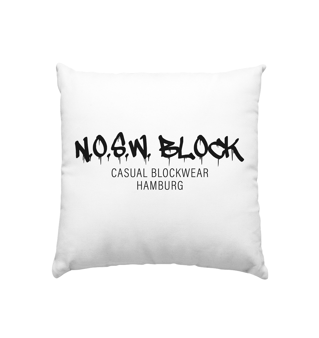 N.O.S.W. BLOCK Homestuff Kissen "N.O.S.W. BLOCK CASUAL BLOCKWEAR HAMBURG" Kissenbezug mit Füllung 40 x 40 cm weiss